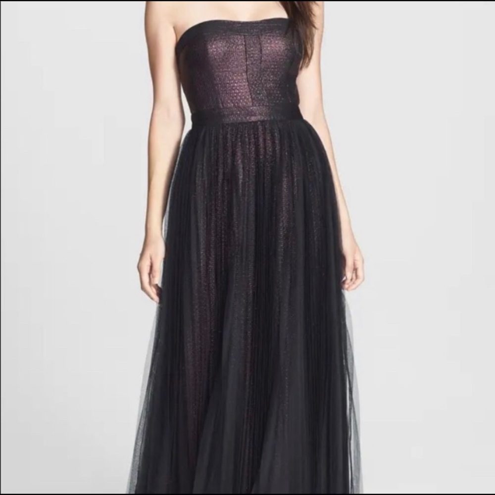 ADRIANNA PAPELL Shimmer Tulle Strapless Gown 10